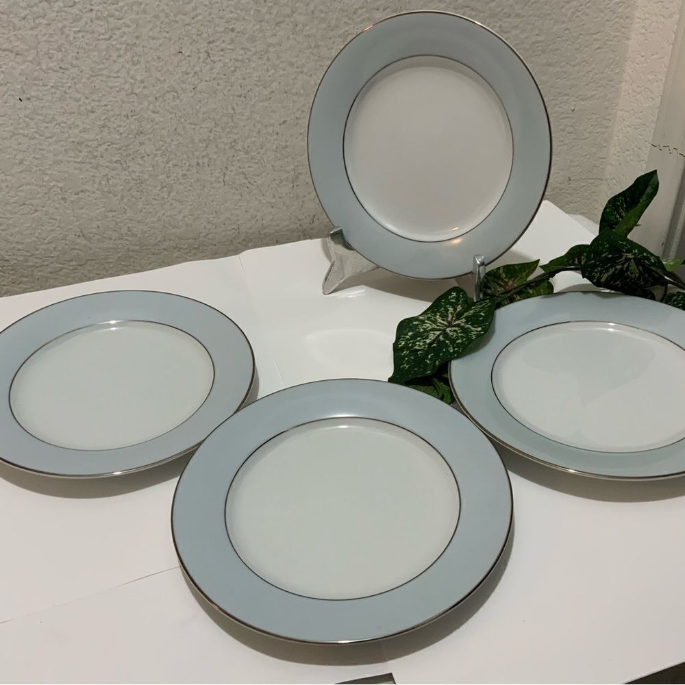 Noritake Bluedale 5533 SALAD PLATE  Light Blue Rim Vintage 1950’s Set o…